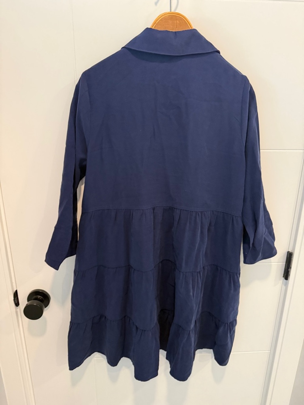 APRICOT Navy Button-Front Gathered Shirt Dress size 6 oversized - Picture 5 of 7